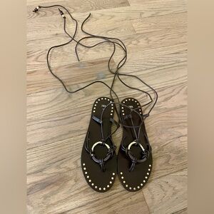 Zara ankle wrap flat sandals - size 38